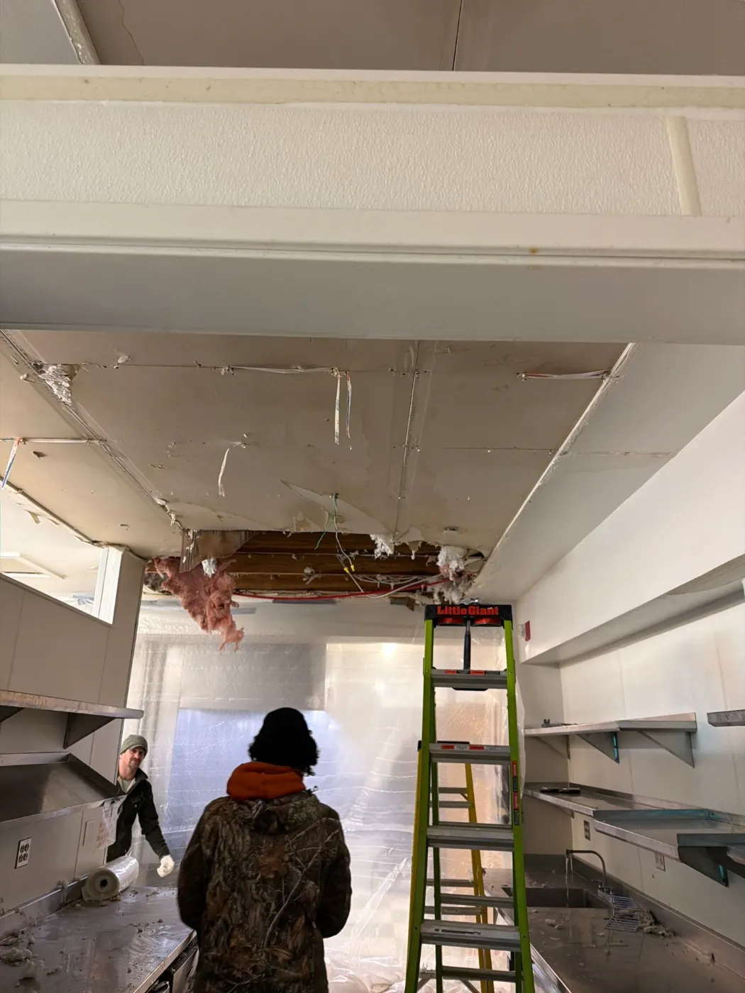 Certified restoration crew at work on Pendleton residence